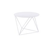 White finish geometric metal base accent table by Acme additional picture 3