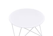 White finish geometric metal base accent table by Acme additional picture 5