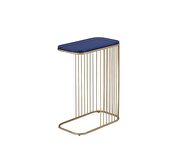 Blue top & gold finish metal base accent table by Acme additional picture 2
