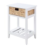 White & natural finish coastal breezy style accent table by Acme additional picture 2