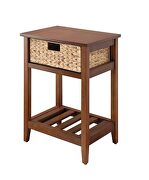 Walnut & natural finish coastal breezy style accent table by Acme additional picture 2