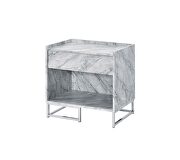 White printed faux marble & chrome finish accent table by Acme additional picture 2