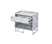 White printed faux marble & chrome finish accent table by Acme additional picture 3
