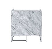 White printed faux marble & chrome finish accent table by Acme additional picture 4