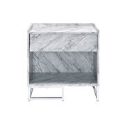 White printed faux marble & chrome finish accent table by Acme additional picture 5