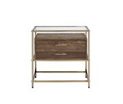 Walnut & champagne finish wood tone and clear glass top accent table by Acme additional picture 5