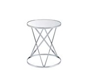 Mirrored top & chrome finish base accent table by Acme additional picture 2