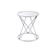 Mirrored top & chrome finish base accent table by Acme additional picture 3