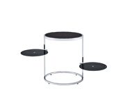 Black top & chrome finish base with swivel shelf design accent table by Acme additional picture 3