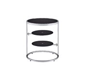 Black top & chrome finish base with swivel shelf design accent table by Acme additional picture 4