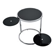 Black top & chrome finish base with swivel shelf design accent table by Acme additional picture 5
