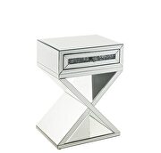 Mirrored & faux diamonds x-shaped base accent table additional photo 2 of 4
