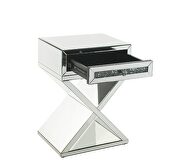 Mirrored & faux diamonds x-shaped base accent table additional photo 3 of 4