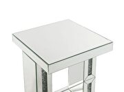 Mirrored & faux diamonds unique pedestal base accent table by Acme additional picture 3