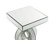 Mirrored frame/ faux diamond inlay classic pedestal base accent table by Acme additional picture 3