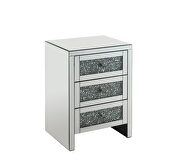 Mirrored & faux diamonds accent table w/ 3 storage drawers by Acme additional picture 2