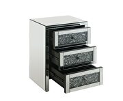 Mirrored & faux diamonds accent table w/ 3 storage drawers by Acme additional picture 3
