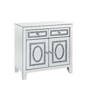 Mirrored finish and faux diamond inlay accent cabinet by Acme additional picture 2
