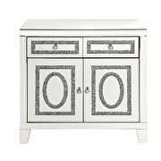 Mirrored finish and faux diamond inlay accent cabinet by Acme additional picture 4
