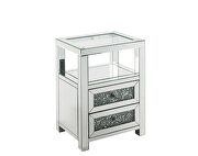 Tempered glass top & faux diamonds accent table by Acme additional picture 2