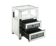 Tempered glass top & faux diamonds accent table by Acme additional picture 3