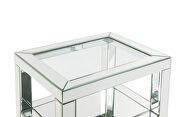 Tempered glass top & faux diamonds accent table by Acme additional picture 4