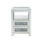 Tempered glass top & faux diamonds accent table by Acme additional picture 5