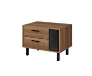 Brown oak for a warm wood tone and black metal legs accent table by Acme additional picture 2