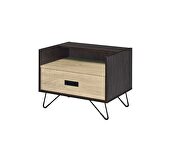 Oak & black finish industrial look accent table by Acme additional picture 2