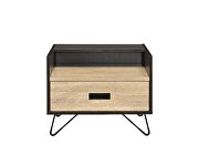 Oak & black finish industrial look accent table by Acme additional picture 5