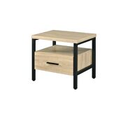 Rustic wood frame industrial metal accents accent table by Acme additional picture 2