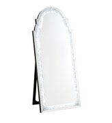 Faux diamond inlay & clear glass accent floor mirror w/ led by Acme additional picture 2