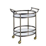 Brushed bronze & clear glass serving cart by Acme additional picture 2