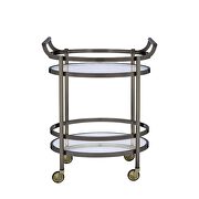 Brushed bronze & clear glass serving cart additional photo 4 of 3