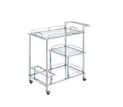Clear glass & chrome finish base serving cart by Acme additional picture 2