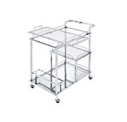 Clear glass & chrome finish base serving cart by Acme additional picture 3