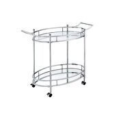 Two clear glass shelf & chrome finish base serving cart by Acme additional picture 2