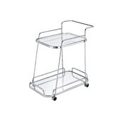 Clear glass & chrome finish clean-lined metal frame serving cart by Acme additional picture 2