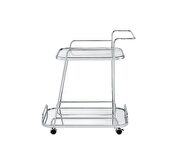 Clear glass & chrome finish clean-lined metal frame serving cart by Acme additional picture 3