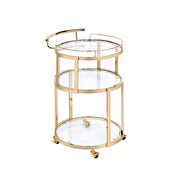Gold & clear glass serving cart by Acme additional picture 2