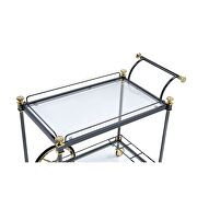 Black/gold & clear glass serving cart by Acme additional picture 2