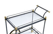Black/gold & clear glass serving cart by Acme additional picture 3