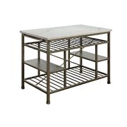 Marble & antique pewter kitchen island by Acme additional picture 2