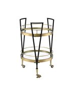 Tempered tier shelf and black/ gold finish base serving cart by Acme additional picture 2