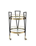 Tempered tier shelf and black/ gold finish base serving cart by Acme additional picture 3