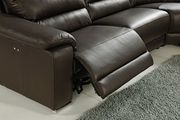 100% Italian leather reclining sectional in brown by At Home USA additional picture 2