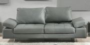 Genuine gray leather low-profile sofa by At Home USA additional picture 2
