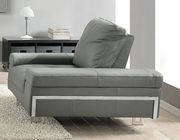 Genuine gray leather low-profile sofa by At Home USA additional picture 4
