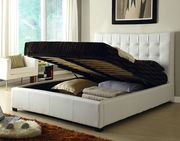 Modern white leather full bed w/ storage by At Home USA additional picture 2