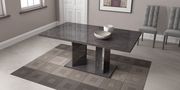 High-gloss gray lacquer modern dining table additional photo 2 of 5